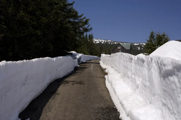 Снегоочистительная дорога — стоковое фото