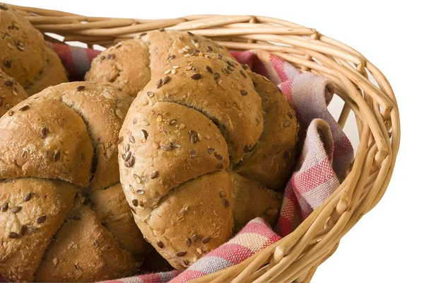 Rolls in bread basket — Stock Photo, Image