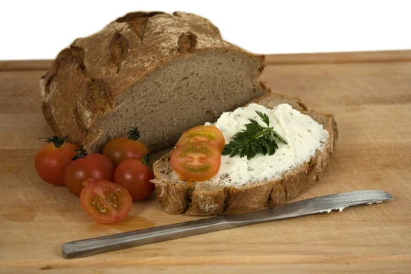 Slice of bread with spread — Stock Photo, Image