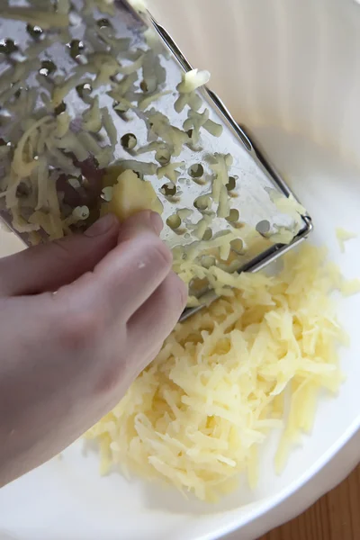 stock image Preparing potato pancake dough