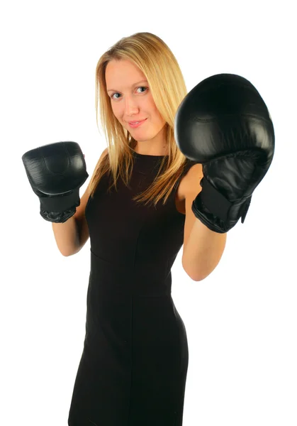 Chica con guantes de boxeo —  Fotos de Stock