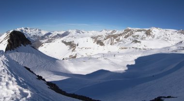 Panoramic view on Alps winter mountains clipart