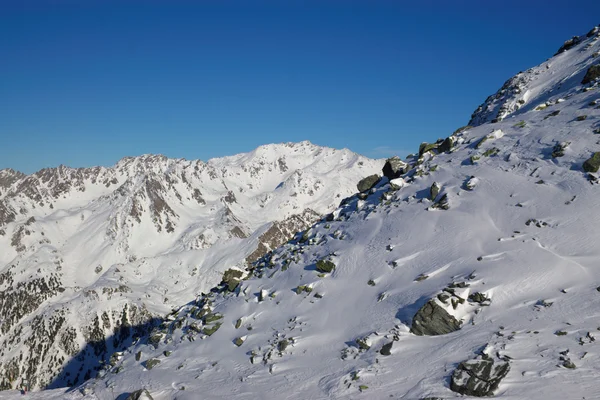 Panoramic view on Alps winter mountains — Stock Photo, Image