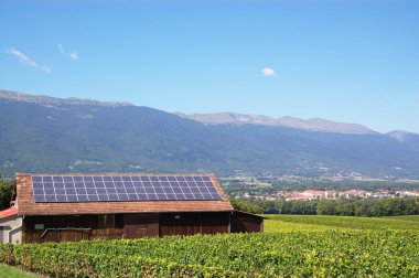 Roof with solar panels clipart