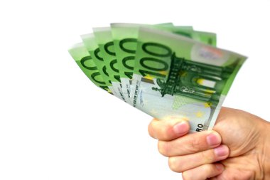 Euro banknotes in hand clipart