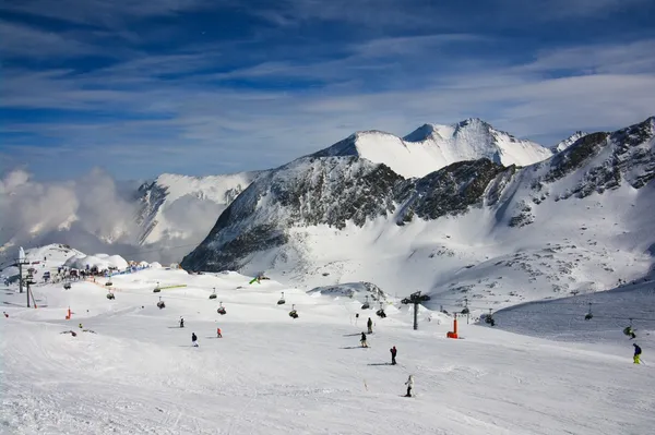 Alpok téli mountain resort Stock Kép