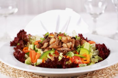 Vegetable salad with oyster mushroom clipart