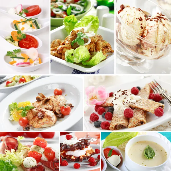 Gourmet voedsel collage Stockfoto