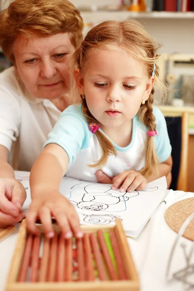 Babcia i wnuczka malarstwo — Zdjęcie stockowe