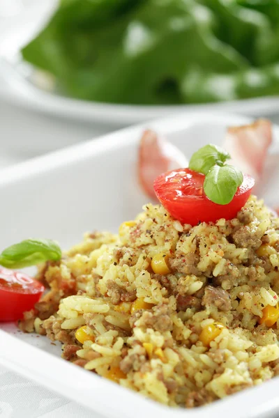 Et ve sebze risotto — Stok fotoğraf
