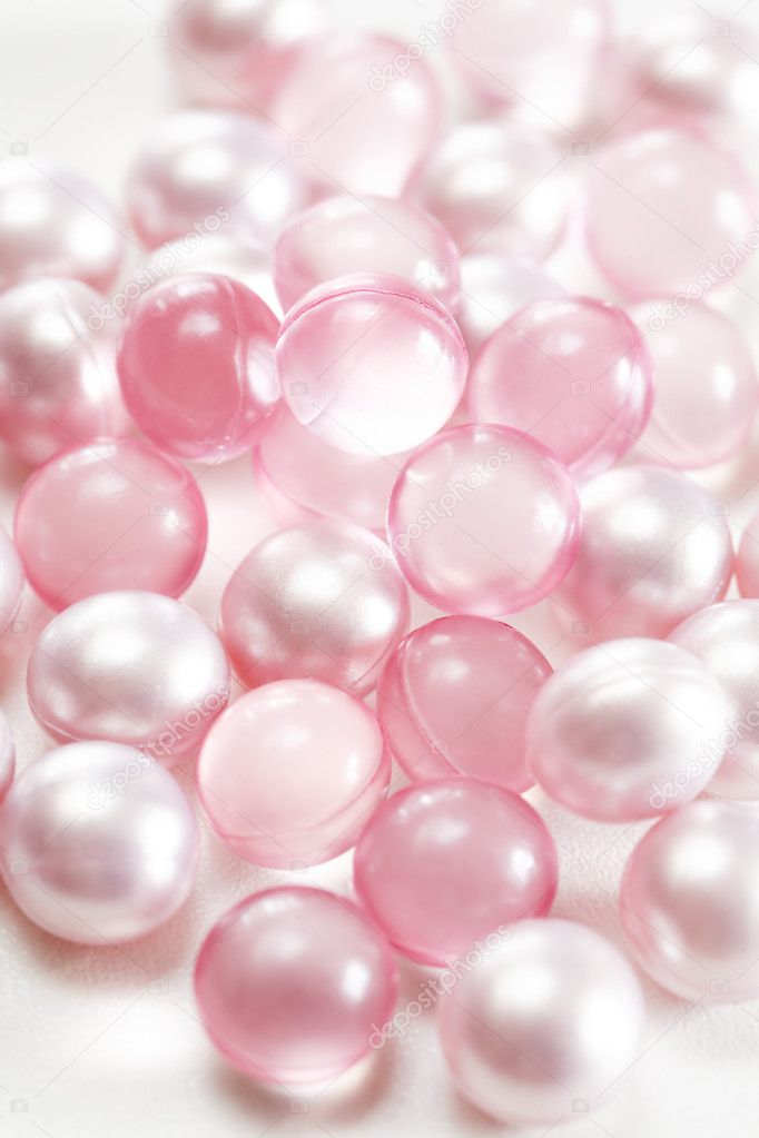 Pink bath oil pearls