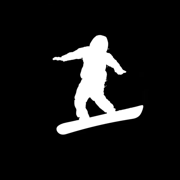 Силуэт сноубордиста — стоковое фото