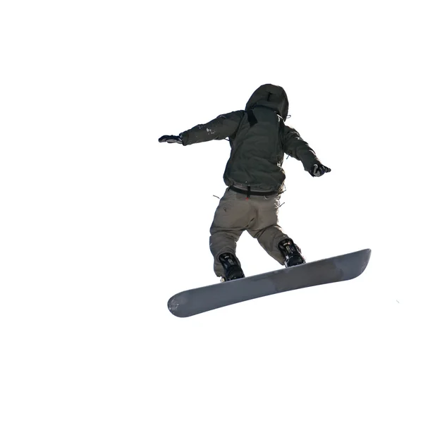 Salto Snowboarder sobre fondo blanco —  Fotos de Stock