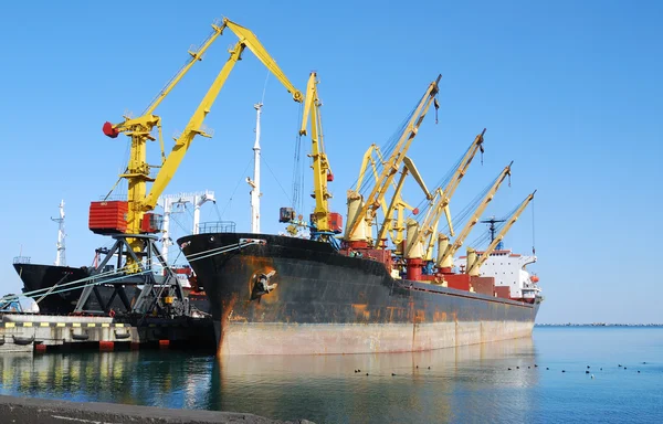 Cargo fartyget i hamn på lastning — Stockfoto