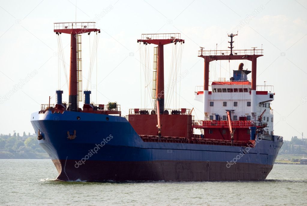 Cargo ship moving