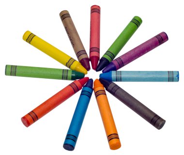 Circle of colored crayons clipart