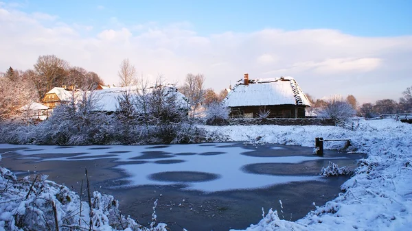 Vila de Inverno — Fotografia de Stock