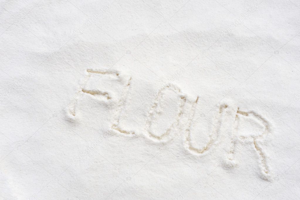 Word flour handwritten in flour