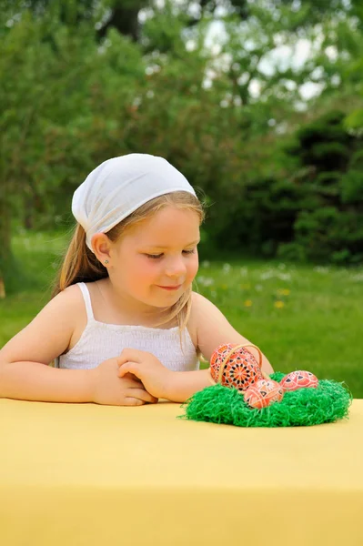 Little girl enjoying Easter time — Stock Photo, Image