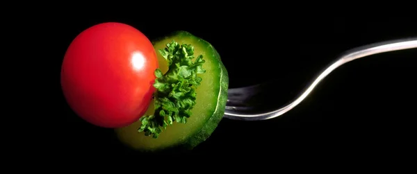 Tomate auf Gabel — Stockfoto