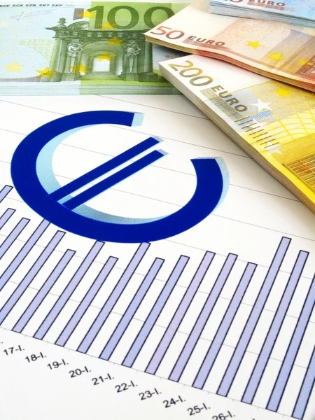 Moeda e gráfico EURO - Relatório de actividades — Fotografia de Stock