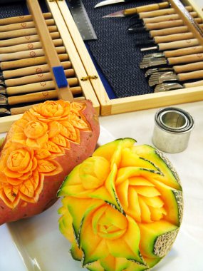 Sweet potato and melon - carving clipart