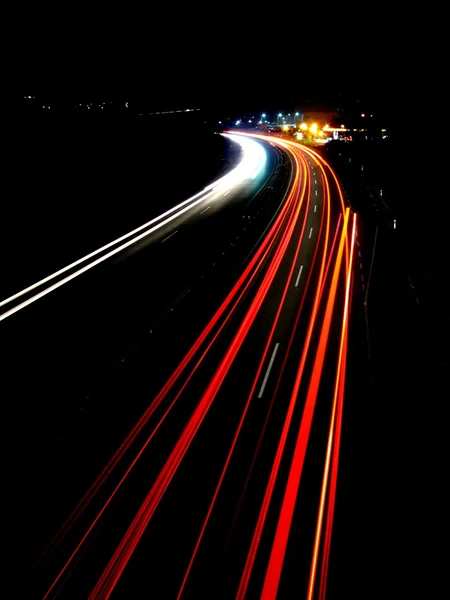 Lumières de la circulation nocturne — Photo