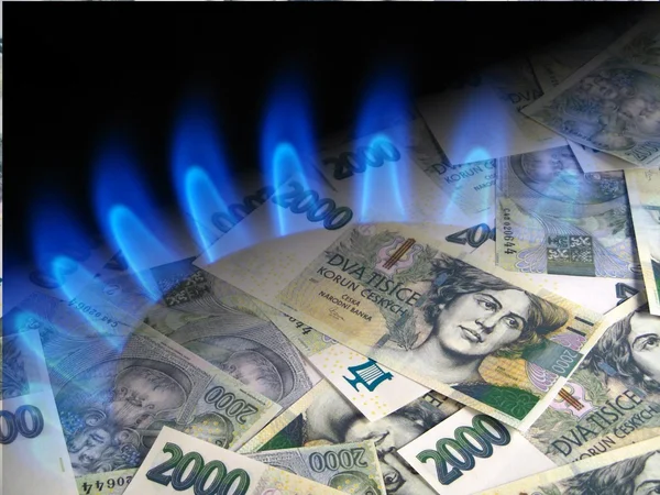 Para ve gaz sobası - Çek kron — Stok fotoğraf