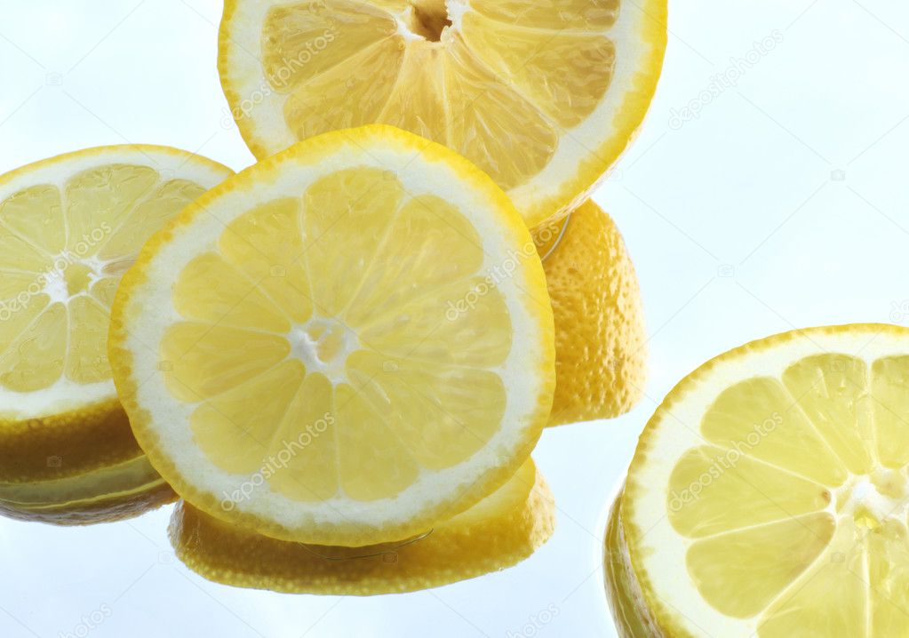 Lemon over white background