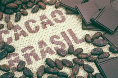 Cacao beans and hessian clipart