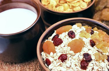 Oatmeal with fruits clipart