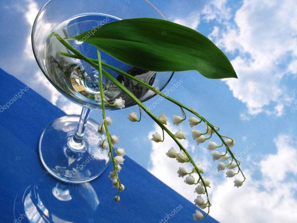 Lily of the valley in glass