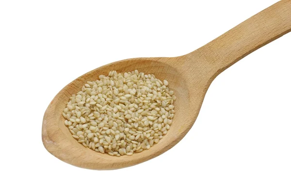 Sezamová semínka v lžíci — Stock fotografie