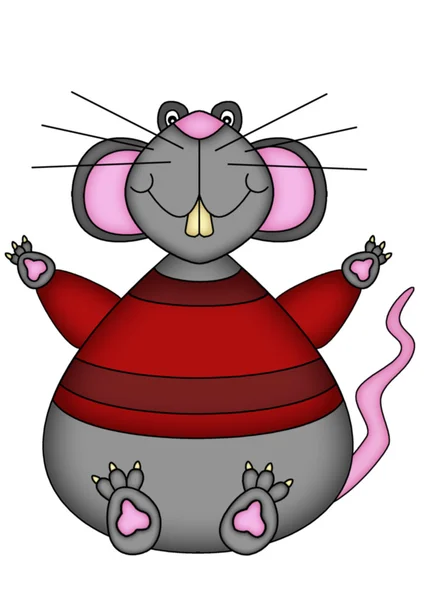 Bright illustration of a cartoon rat — Stock Photo, Image