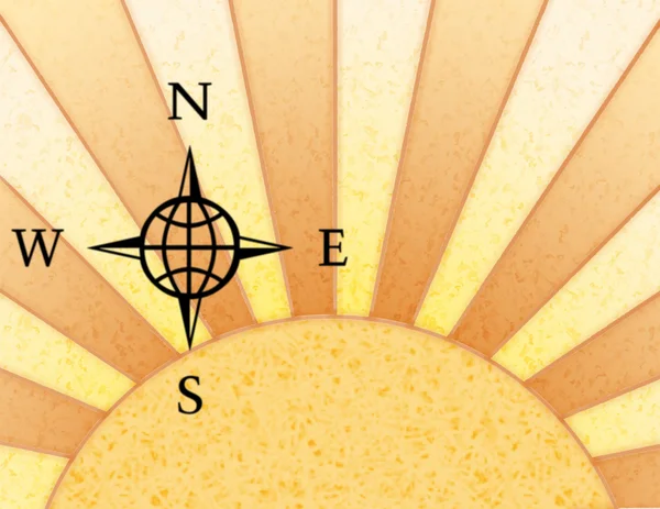 Slunečné pozadí s kompasem — Stock fotografie