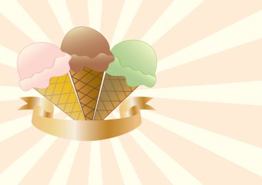 Three Ice Cream Cone Background clipart