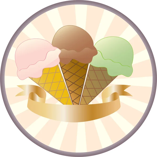 Három fagylalt kúp gomb — Stock Vector