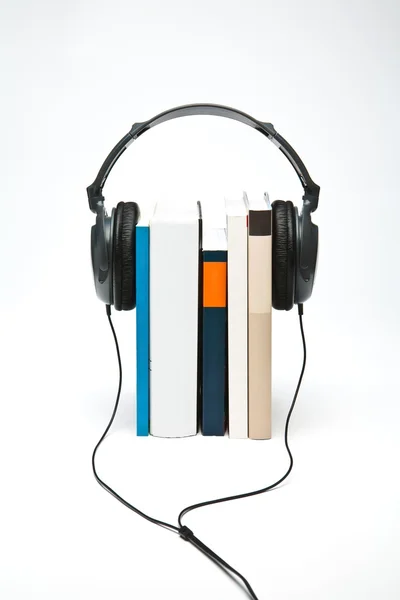 Headphones on books — Stock Photo, Image
