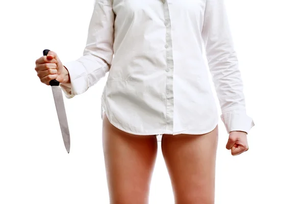 stock image Angry woman with knife