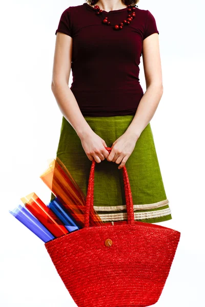 Mujer con una bolsa — Foto de Stock