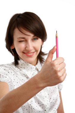 Measuring with a pencil clipart