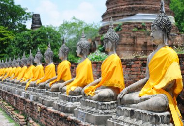 Budha statues in Ayutthaya clipart