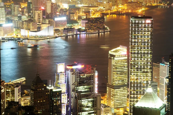 Hongkong op de nacht — Stockfoto