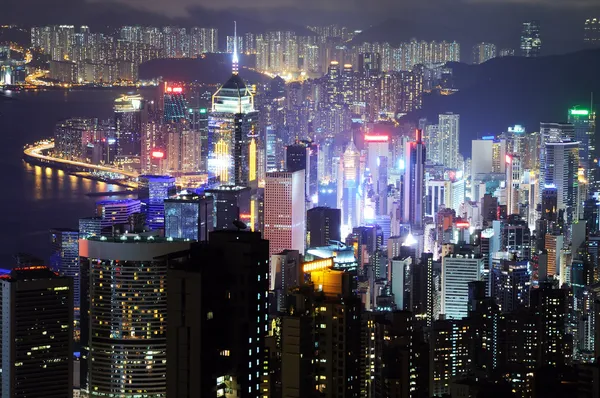 Hong kong in der Nacht Stockbild