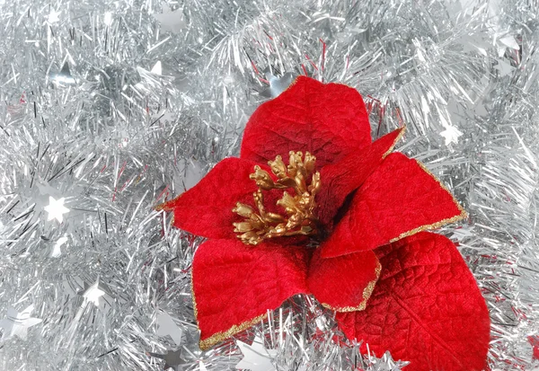 Christmas decorations on tinsel — Stock Photo, Image