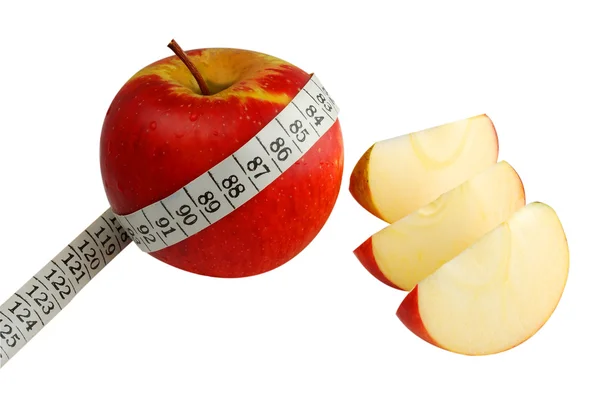 リンゴと測定テープ — ストック写真