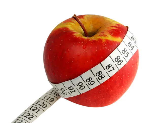 Măr și bandă de măsurare — Fotografie, imagine de stoc