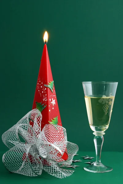 Wine with candle decoration — Stock Photo, Image