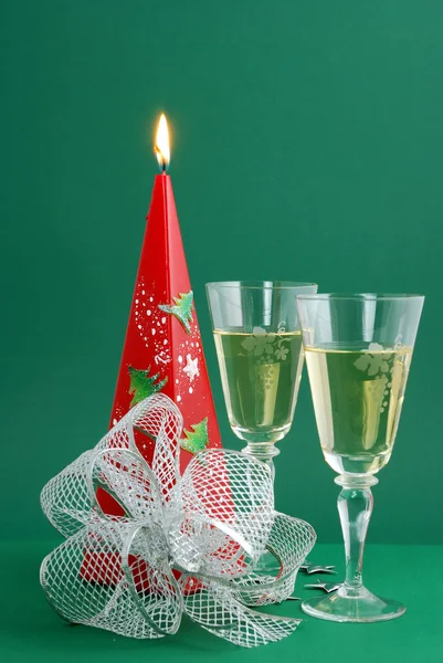Wine with candle decoration — Stock Photo, Image