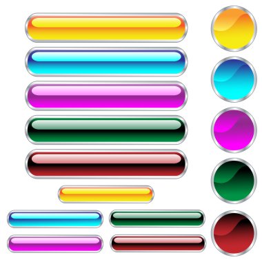 Web buttons, glossy and scalable clipart